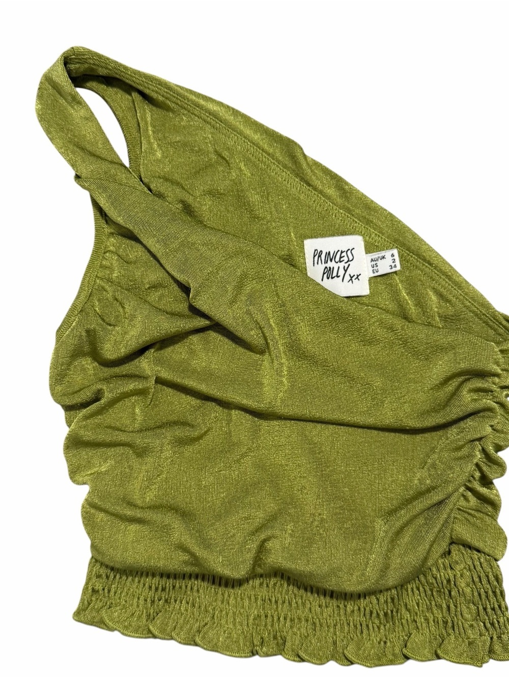 Princess Polly Green One-Shoulder Top - Picture 2 of 4